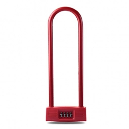 FHW Bike Lock FHW Bicycle Lock, Anti-Theft Password Lock U-Shaped Lock, Complete Mechanical Structure Lock, Safety And Anti-Theft Function, Surface Environmentally Friendly Pc, 350 * 120 * 30Mm, Red