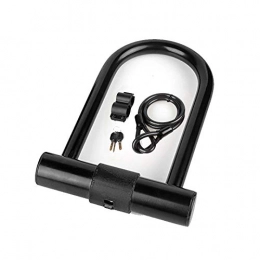 FHW Bike Lock FHW Bike Lock, Anti-Theft Lock U Type Lock, Pure Copper Lock Cylinder, Comes With Dust Cover, Security And Anti-Theft, Abs Bracket, Copper Key, With Steel Cable, Locking Space 140 * 73Mm, Black