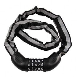 FHW Accessories FHW Bike Lock, Chain Lock, Reflective Anti-Theft Code Lock, Five-Digit Code Lock, Ultra-B Lock Core, Anti-Prying And Anti-Smashing, Good Security, About 1 Meter In Length, Black