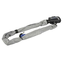 Fischer Accessories FISCHER 85866 Bicycle Lock with Reflective Strips, Chain Lock, 80 cm, with 2 Keys, One with LED Light