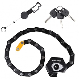 GS CHIER Accessories Folding Bicycle Lock Made of Robust Steel - Bicycle Lock to Protect Against Thieves - Folding Lock with 3 Keys & Screws for Attaching to the Frame - Folding Lock 89 cm Total Length