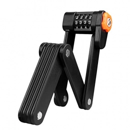 Folding Bike Lock Heavy Duty Bicycle Lock Portable 4-Digit Password Cycling Lock Alloy Steel Anti Theft Foldable with Mounting Bracket Combination Lock Safe Accessories(Color:Black)
