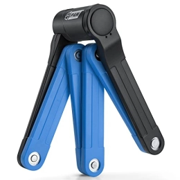 PAW Accessories Folding Bike Lock with 3 Keys - Anti Theft Strong Security Bicycle Locks, Anti Drill & Pick Cylinder - Foldable Bike Lock with Mounting Bracket for Bikes E Bikes and Scooters (Blue)