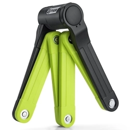 PAW Accessories Folding Bike Lock with 3 Keys - Anti Theft Strong Security Bicycle Locks, Anti Drill & Pick Cylinder - Foldable Bike Lock with Mounting Bracket for Bikes E Bikes and Scooters (Green)