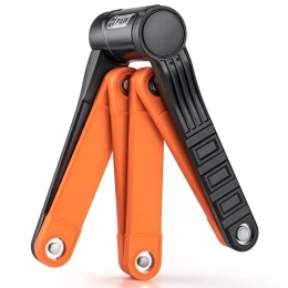 PAW Bike Lock Folding Bike Lock with 3 Keys - Anti Theft Strong Security Bicycle Locks, Anti Drill & Pick Cylinder - Foldable Bike Lock with Mounting Bracket for Bikes E Bikes and Scooters (Orange)