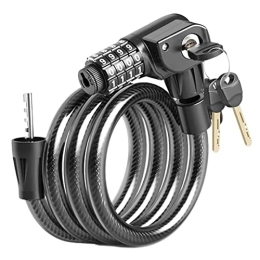 GFHYBP Accessories GFHYBP 4-Digit Combination Bicycle Lock with Spare Keys, High Security Bicycle Lock Anti-Theft, Coiled Secure Resettable Bike Lock, 120cm