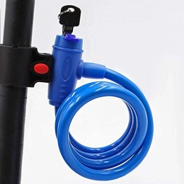 GPWDSN Accessories GPWDSN Bicycle lock Bike Lock, Cable Lock, Coiled Secure Keys, Portable Mountain Bike Wire Lock with Mounting Bracket, for Bicycle Outdoors, 1.2Mx12mm (Blue)