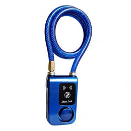 Hadristrasek Accessories Hadristrasek bicycle lock Intelligent Control Smart Alarm Bluetooth Lock Waterproof Alarm Bicycle Lock Outdoor Anti Theft Lock-Black Bike Lock (Color : Blue)
