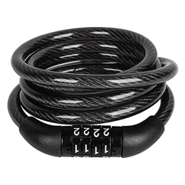 Hbao Accessories Hbao Bicycle Lock 4 Digit Code Combination Lock 1200 Mm Steel Cable Spiral Bike Cycling Bicycle Lock (Color : Black, Size : 1200mm)