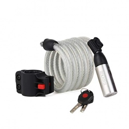 Hengtongtongxun  HENGTONGTONGXUN Bicycle lock, mountain bike anti-theft lock, steel cable lock, wire lock, road bike lock, fixed car lock, bicycle accessories, black, white, stainless steel, (Color : White)
