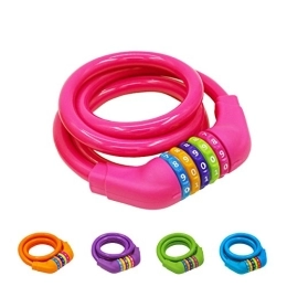 IDEALUX  IDEALUX Bike Lock Cable - 4 Feet Resettable Cable Lock - Self Coiling 5 Digit Combination Bicycle Lock ( Rose Red )