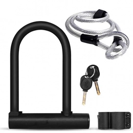 iDWF Bike Lock iDWF Newest Bicycle U Lock MTB Road Bike Wheel Lock 2 Keys Anti-theft Safety Motorcycle Scooter Cycling Lock Bicycle Accessories Bicycle Lock (Color : Lock with cable)