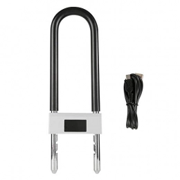 Intelligent Fingerprint Padlock, IP65 Waterproof U Lock with Adjustable Shackle Support Bluetooth Unlocking USB Recharging Fit for Motorcycle Bicycle Store Glass Door