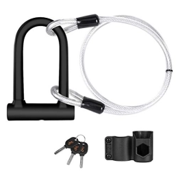 JGRZF Accessories JGRZF Bike U Lock Heavy Duty High Security D Shackle with 4FT / 1.2M Steel Flex Cable for Bikes, Bicycle, Motorbikes, Motorcycles, Folding Bike