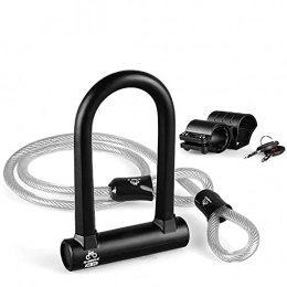 JIAXIAO Ship Bike Lock JIAXIAO Ship Bicycle U-shaped Lock, Bicycle Anti-theft Lock with Safety Cable, with Sturdy Mounting Bracket, Suitable for Bicycle, Motorcycle Wire Lock
