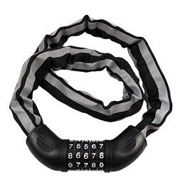 JINZHI Bike Lock JINZHI Bike Lock Combination 5 Digit, Heavy Duty Security Anti-Theft Bicycle Chain Lock with Reflective Strips for Bike, Motorcycle, Bicycle, Door, Gate, Fence, Grill