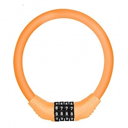 Jnsio Mini Bike Lock 4-Digit Self Coiling Resettable Combination Code Bicycle Locks That Can Be Connected Between Locks And Locks Portable Mountain for All Types of Bicycles,Orange