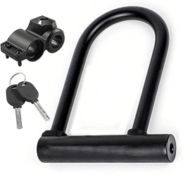 KAUTO Bike Lock KAUTO Bike U Lock with 2 Key, Sturdy Security Anti Theft Heavy Duty Cycling Locks for Road (Black, 14mm, Steel Mount Bracket)