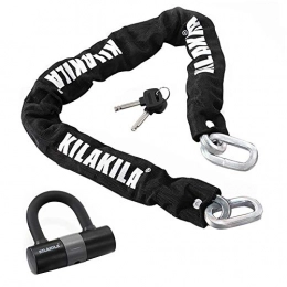 KILAKILA Bike Lock KILAKILA Security Chain Lock Heavy Duty Bike Lock 10mm Bicycle Lock Motorbike Lock Disc Lock with 16mm U Lock 3-Feet