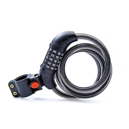 KJBGS Bike Lock KJBGS Bicycle lock Bicycle Cycling Riding Password Lock 5 Number Digital Safety Mountain bike Bike Coded Combination Cable Steel Wire Trick Lock Accessories Safe and durable (Color : Black)