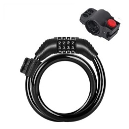 KJBGS Bike Lock KJBGS Bicycle lock Mountain Bike Lock 5 Digit Code Combination Security Electric Cable Lock Anti-theft Cycling Bicycle Locks Bicycle Accessories Safe and durable (Color : Black(65cm))