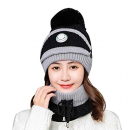 KKmoon Bike Lock KKmoon 3Pcs Electric USB Heating Winter Hat Scarf Sets Cap Face Cover Collar Face Protection Girls Knitted Hat Neck Wrap Warmer with Pompom for Men Women Camping Hiking Skiing Christmas Valentine Grey