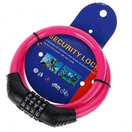 KLOP Accessories KLOP Bike Lock 4 Digit Code Combination Electric Bicycle Lock Bicycle Motorcycle Security Lock Anti-theft Lock Password Lock (Color : Pink)