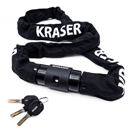 KRASER Accessories KRASER KR620 Bike Waterproof Cap, Heavy Duty, Cycling Lock 6mm Chain 360º Rotation, Universal 100cm, 3 Keys, Black