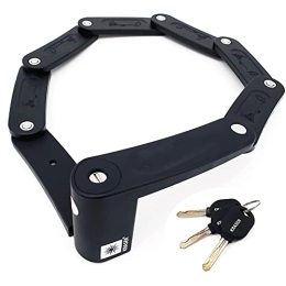 KRASER Bike Lock KRASER KR7022B Bicycle Lock with Universal Folding Alloy Steel Padlock 70 cm + Mounting Bracket + 3 Keys, Black
