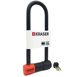 KRASER Accessories KRASER KR85L Padlock U Homologated SRA Security Solid Lock 85 x 300 Diameter 18 Anti-Theft Motorcycle Scooter Bicycle