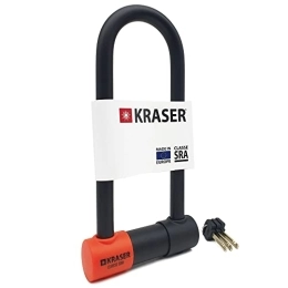 KRASER Accessories KRASER KR85M Padlock U Homologated SRA Security Solid Lock 85 x 250 Diameter 18 Anti-Theft Motorcycle Scooter Bicycle