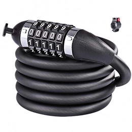 KUANDARMX Bike Lock KUANDARMX durable Bike Lock with 5-Digit Resettable Number, 180cm Heavy Duty Chain Lock, Combination Cable Lock For Bicycle, Scooter, Grills & Other Items That Need To Be Secured gift, A-1.8m