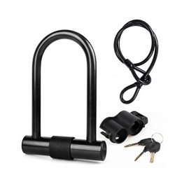 LAIABOR Bike Lock LAIABOR U-Bike Lock Steel Cable Lock Set with 115cm Safety Steel Cable for Road Mountain Bikes, Black