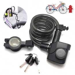 LICHUXIN Accessories LICHUXIN Speaker Alarm Spiral Cable Lock, Bicycle Lock Cable, 12Mm Anti-Theft Cable 120Cm Fixed Bicycle Protection Tool High Security, Coiled Cable Lock Is Suitable for Bicycles, Electric Cars