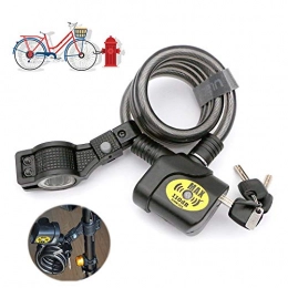 LICHUXIN Accessories LICHUXIN Spiral Cable Lock with Anti-Theft Alarm, Bicycle Coiled Cable Lock, 120Cm High Safety Bicycle Protection Tool with Fixed Bracket, Suitable for Bicycles And Electric Vehicles