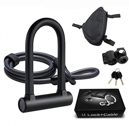 LMNUY Bike Lock LMNUY u lock for bicycle Strong Security U Lock with Steel Cable Bike Lock Combination Anti-theft Bicycle Bike Accessories for MTB, Road, Motorcycle, Chain bike lock (Color : STYLE 1)