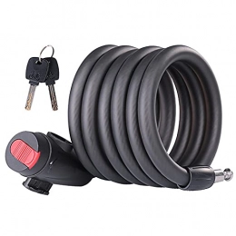 WWMH Accessories Lock Cable 180 cm Long - Lock for Bicycle With Holder And Easy Locking-Mechanism - 1.8 Meter Spiral Lock With Keys as Bike Lock & Baby Carriage Lock Padlock, Black, 1.8m