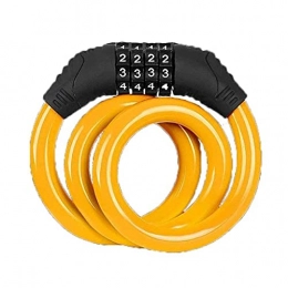  Bike Lock lock cable loop, 4 Digit Code Combination Portable Cycling Bicycle Security Equipment MTB Anti-theft Ring Lock(Orange)