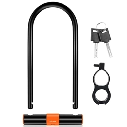 LuTuo  LuTuo Bike U Lock with 2 Keys Heavy Duty Anti Theft Bike Locks, 13.7mm Carbon Steel High Security U Lock for Bicycle with Mount Bracket, Extra Long Bicycle Lock for Scooter Mountain Road Bike