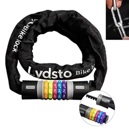 Lydsto Accessories Lydsto Bike Chain Lock 5-Digit Combination Anti-Theft Hardened Steel Tough Square Links Bicycle Lock for Motorcycle Door Gate Fence Grill (Black Grey)