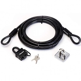 Master Lock Bike Lock Master Lock 8271E 8271EURDAT Double Loop Steel Cable with Anchor and Key Padlock, Black, 40 mm