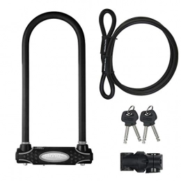 Master Lock Accessories Master Lock 8285EURDPRO Hardened Steel Heavy Duty Bike D Lock with Cable, Black, Large