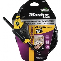 Master Lock Bike Lock Master Lock 8420EURD Python Adjustable Steel Cable Lock, Black, 50 m x 10 mm