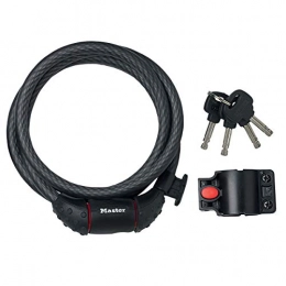 Master Lock Accessories MASTER LOCK Bike Cable Lock [Key] [1, 8 m Coiling Cable] [Outdoor] [Mounting Bracket] 8121EURDPRO - Ideal for Bike, Electric Bike, Skateboards, Strollers, Lawnmowers and other Outdoor Equipments