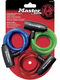 Master Lock Accessories Master Lock Bike Lock / Cable Ka Asst Colors Red Blue Green Pack, Pack 3