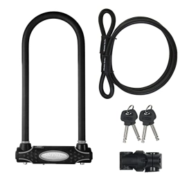 Master Lock Accessories MASTER LOCK Heavy Duty Bike D Lock with Cable [Key] [Universal Mounting Bracket] [Certified Bike Lock - Police Approved] [Long Shackle] 8285EURDPRO - Ideal for all Bike, Electric Bike, Mountain Bike