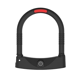 MGUOTP Bike Lock MGUOTP U-lock Bicycle Lock, Cycling U-Locks Smart Fingerprint Lock Electric Motorcycle Lock Seconds Open Waterproof Rust, Black, One Size (Color : Black, Size : One Size)