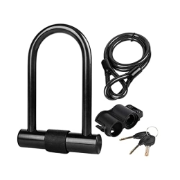 mooderf Accessories mooderf Bike U Lock High Security Heavy Duty Shackle Bike Lock with 115cm Steel Flexible Cable and Sturdy Mounting Bracket for Bicycles, Motorcycles, Electric Bike, Scooter
