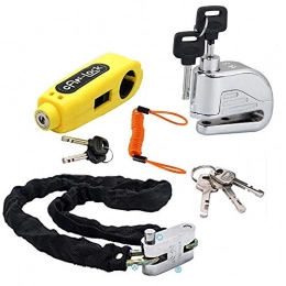 HugeAuto Accessories Motorcycle Bike Lock Set, Bicycle Chain Lock + Handing Grip Lock + Brake Disc Lock + Reminder Cable, Suitable for Bicycles, Motorcycles, Scooters and Electric Cars