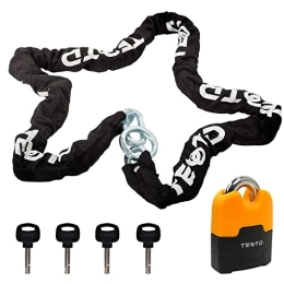 TEOOTD Accessories Motorcycle Chain Lock 5.3feet / 160cm Long Heavy Duty Anti Theft Bike Chain Locks Security 10mm Thick Chain with Bright-colored Lock, Cut Proof Moped Lock with 4 Keys for Bicycle, Scooter(Updated Version)
